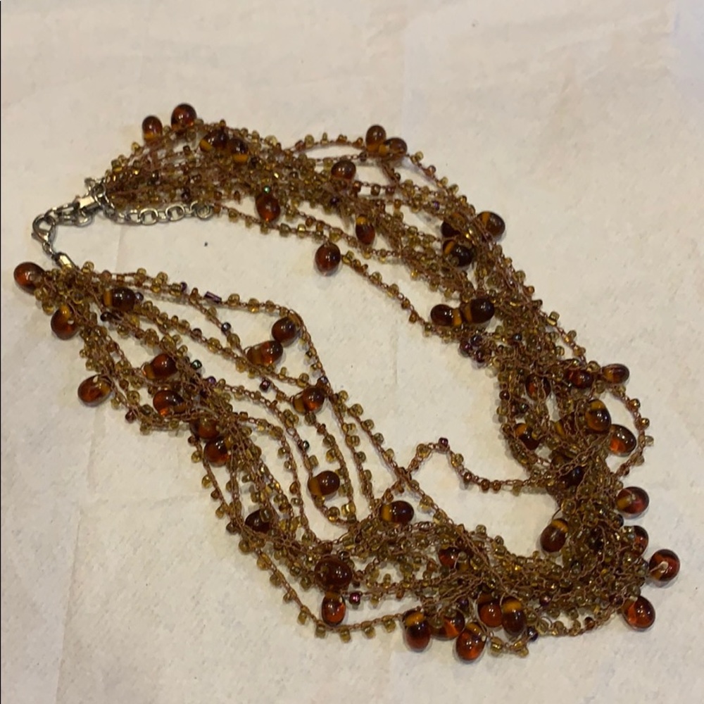 ⚜️ Boho ~ copper/brown crystal bead choker